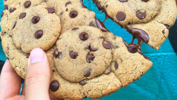 This chocolate chip cookie-topped chocolate chip cookie will haunt your dreams