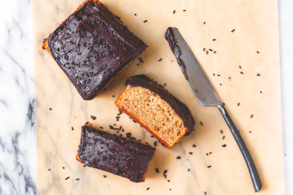 Two-Serving Banana Cake with Chocolate-Peanut Butter Frosting